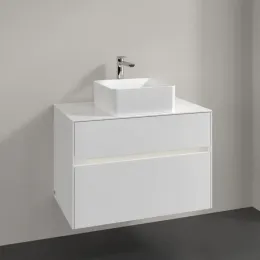 Villeroy & Boch Collaro Тумба под раковину, с подсветкой, 2 выдвижных ящика, 800 x 548 x 500 mm, Glossy White / Glossy White C037B0DH