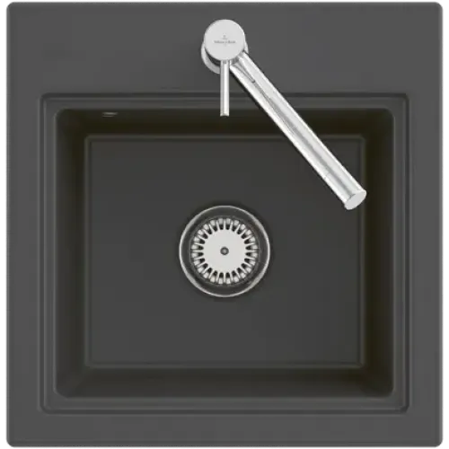 Villeroy & Boch Subway Style 50 S Flat Мойка, включая Комплект слива с эксцентриком, сливная решетка , выкл Керамика, 500 x 510 mm, Альпийский белый CeramicPlus 33552FR1