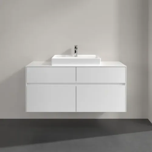 Villeroy & Boch Collaro Тумба под раковину, с подсветкой, 4 выдвижных ящика, 1200 x 548 x 500 mm, Glossy White / Glossy White C081B0DH