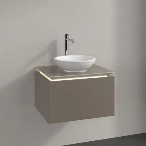 Villeroy & Boch Legato Тумба под раковину, с подсветкой, 1 выдвижной ящик, 600 x 380 x 500 mm, Truffle Grey / Truffle Grey B567L0VG