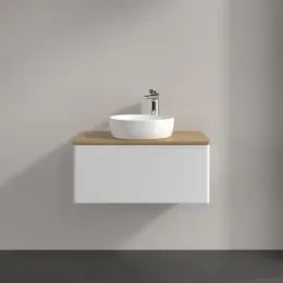 Villeroy & Boch Antao Тумба под раковину, с подсветкой, 1 выдвижной ящик, 800 x 360 x 500 mm, лицевая поверхность без текстурированной отделки, Glossy White Lacquer / Honey Oak L30051GF