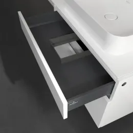 Villeroy & Boch Legato Тумба под раковину, с подсветкой, 2 выдвижных ящика, 800 x 550 x 500 mm, Glossy White / Glossy White B754L0DH