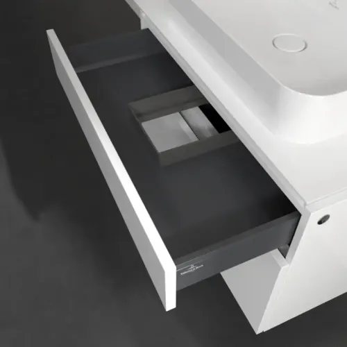 Villeroy & Boch Legato Тумба под раковину, с подсветкой, 2 выдвижных ящика, 800 x 550 x 500 mm, Glossy White / Glossy White B754L0DH