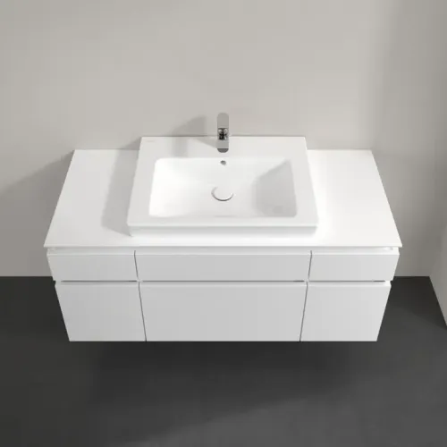 Villeroy & Boch Legato Тумба под раковину, 5 выдвижных ящиков, 1200 x 550 x 500 mm, Glossy White / Glossy White B68300DH