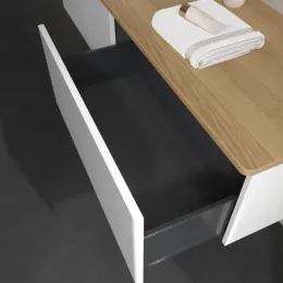 Villeroy & Boch Antao Тумба под раковину, 2 выдвижных ящика, 1600 x 360 x 500 mm, лицевая поверхность без текстурированной отделки, Glossy White Lacquer / Honey Oak K37051GF