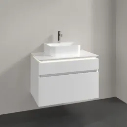 Villeroy & Boch Legato Тумба под раковину, с подсветкой, 2 выдвижных ящика, 800 x 550 x 500 mm, Glossy White / Glossy White B734L0DH