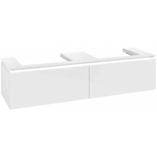 Villeroy & Boch Legato Тумба под раковину, с подсветкой, 2 выдвижных ящика, 1600 x 380 x 500 mm, Glossy White / Glossy White B692L0DH