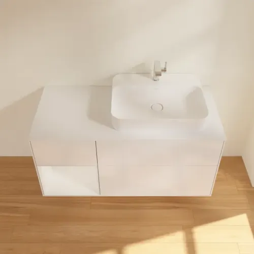 Villeroy & Boch Finion Тумба под раковину, с подсветкой, 3 выдвижных ящика, 1200 x 603 x 501 mm, Glossy White Lacquer / Glossy White Lacquer F391GFGF