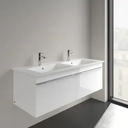 Villeroy & Boch Venticello Двойная раковина для установки на тумбу, 1300 x 500 x 170 mm, Stone White CeramicPlus, с переливом 4111DLRW