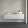 Villeroy & Boch Antao Тумба под раковину, с подсветкой, 2 выдвижных ящика, 1600 x 360 x 500 mm, лицевая поверхность без текстурированной отделки, Glossy White Lacquer / Honey Oak L38051GF