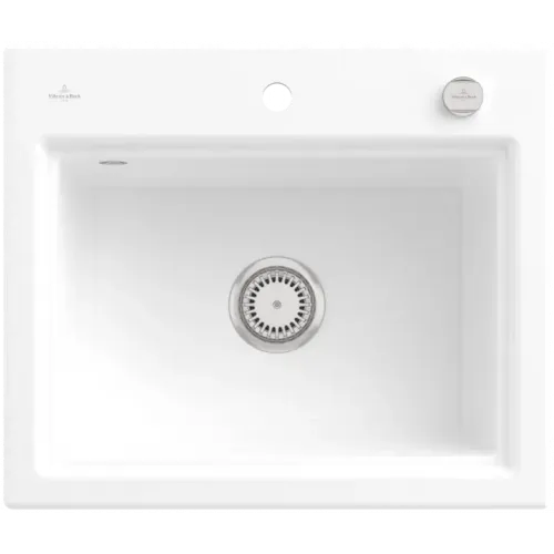 Villeroy & Boch Subway Style 60 S Мойка, включая Комплект слива с эксцентриком, сливная решетка , выкл Керамика, 600 x 510 mm, Альпийский белый CeramicPlus 336A02R1