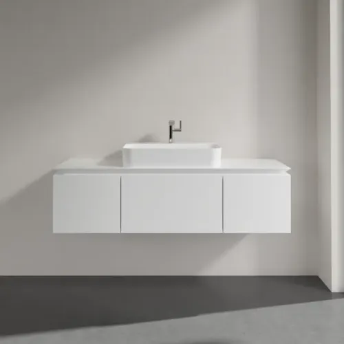 Villeroy & Boch Legato Тумба под раковину, 3 выдвижных ящика, 1400 x 380 x 500 mm, Glossy White / Glossy White B75900DH