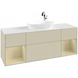 Villeroy & Boch Finion Тумба под раковину, с подсветкой, 4 выдвижных ящика, 1600 x 603 x 501 mm, Silk Grey Matt Lacquer / Silk Grey Matt Lacquer G981HJHJ
