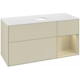 Villeroy & Boch Finion Тумба под раковину, с подсветкой, 3 выдвижных ящика, 1200 x 603 x 501 mm, Silk Grey Matt Lacquer / Silk Grey Matt Lacquer F831HJHJ