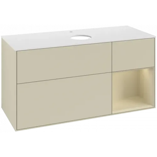 Villeroy & Boch Finion Тумба под раковину, с подсветкой, 3 выдвижных ящика, 1200 x 603 x 501 mm, Silk Grey Matt Lacquer / Silk Grey Matt Lacquer F831HJHJ