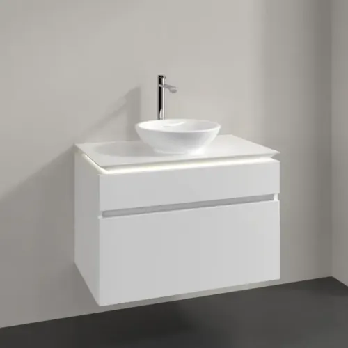 Villeroy & Boch Legato Тумба под раковину, с подсветкой, 2 выдвижных ящика, 800 x 550 x 500 mm, Glossy White / Glossy White B570L0DH