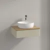 Villeroy & Boch Antao Тумба под раковину, с подсветкой, 1 выдвижной ящик, 600 x 190 x 500 mm, лицевая поверхность без текстурированной отделки, Silk Grey Matt Lacquer / Honey Oak L07051HJ