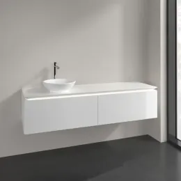 Villeroy & Boch Legato Тумба под раковину, с подсветкой, 2 выдвижных ящика, 1600 x 380 x 500 mm, Glossy White / Glossy White B595L0DH