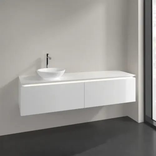 Villeroy & Boch Legato Тумба под раковину, с подсветкой, 2 выдвижных ящика, 1600 x 380 x 500 mm, Glossy White / Glossy White B595L0DH