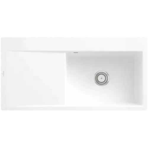 Villeroy & Boch Subway Style 60 Flat Мойка, включая Комплект слива с ручным управлением, выкл Керамика, 980 x 490 mm, Альпийский белый CeramicPlus 33611FR1