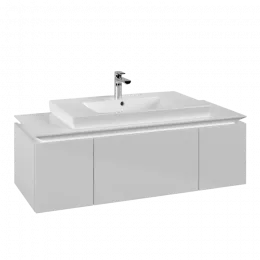 Villeroy & Boch Legato Тумба под раковину, 3 выдвижных ящика, 1200 x 380 x 500 mm, Glossy White / Glossy White B69600DH