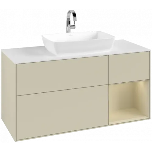 Villeroy & Boch Finion Тумба под раковину, с подсветкой, 3 выдвижных ящика, 1200 x 603 x 501 mm, Silk Grey Matt Lacquer / Silk Grey Matt Lacquer G831HJHJ
