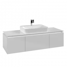 Villeroy & Boch Legato Тумба под раковину, 3 выдвижных ящика, 1400 x 380 x 500 mm, Glossy White / Glossy White B75900DH