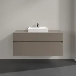 Villeroy & Boch Collaro Тумба под раковину, с подсветкой, 4 выдвижных ящика, 1200 x 548 x 500 mm, Truffle Grey / Truffle Grey C070B0VG