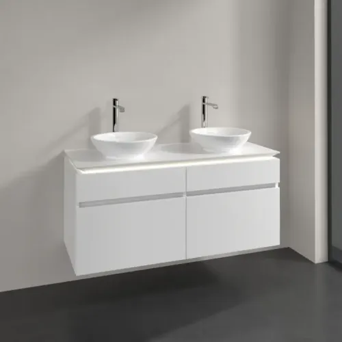 Villeroy & Boch Legato Тумба под раковину, с подсветкой, 4 выдвижных ящика, 1200 x 550 x 500 mm, Glossy White / Glossy White B584L0DH