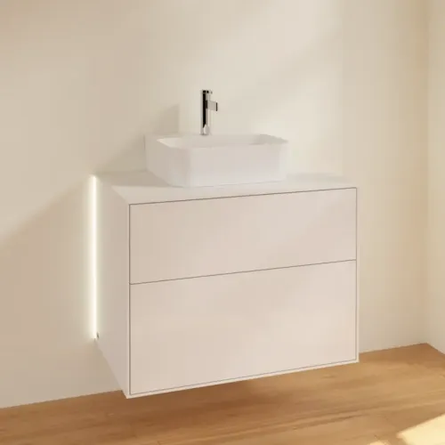 Villeroy & Boch Finion Тумба под раковину, с подсветкой, 2 выдвижных ящика, 800 x 603 x 501 mm, Glossy White Lacquer G08100GF