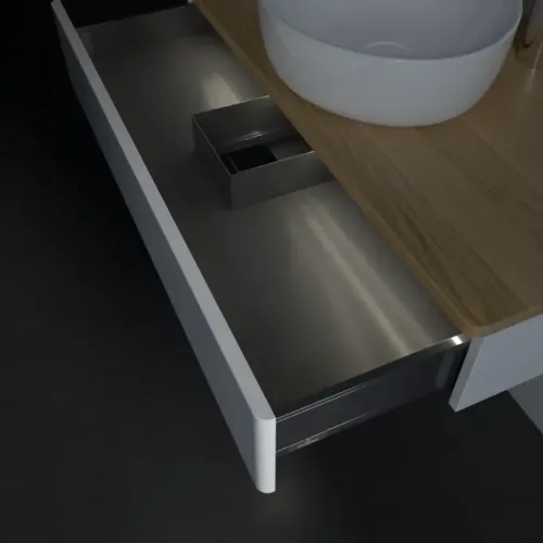 Villeroy & Boch Antao Тумба под раковину, с подсветкой, 1 выдвижной ящик, 1000 x 190 x 500 mm, лицевая поверхность без текстурированной отделки, Glossy White Lacquer / Honey Oak L09051GF