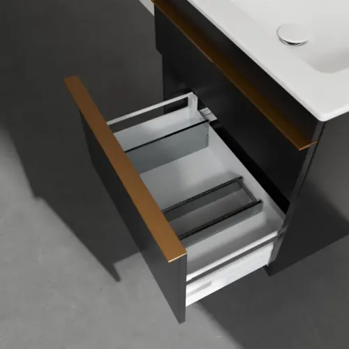 Villeroy & Boch Venticello Тумба под раковину, 2 выдвижных ящика, 603 x 590 x 502 mm, Black Matt Lacquer / Black Matt Lacquer A92405PD