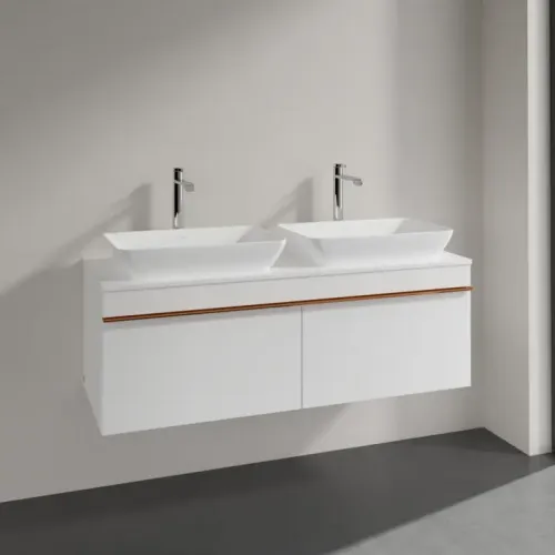 Villeroy & Boch Venticello Тумба под раковину, 2 выдвижных ящика, 1257 x 436 x 502 mm, Glossy White / Glossy White A94905DH