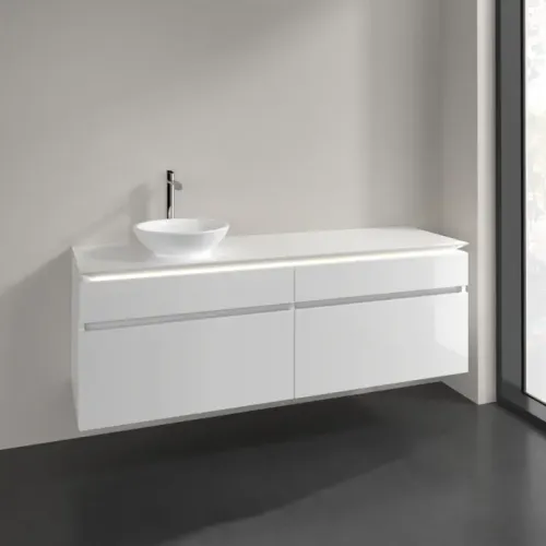 Villeroy & Boch Legato Тумба под раковину, с подсветкой, 4 выдвижных ящика, 1600 x 550 x 500 mm, Glossy White / Glossy White B596L0DH