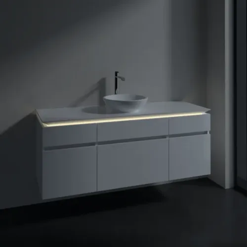 Villeroy & Boch Legato Тумба под раковину, с подсветкой, 5 выдвижных ящиков, 1400 x 550 x 500 mm, Glossy White / Glossy White B586L0DH