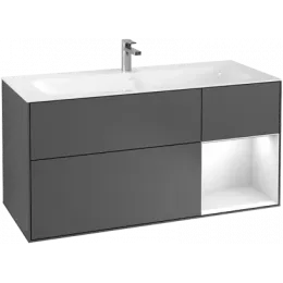 Villeroy & Boch Finion Тумба под раковину, с подсветкой, 3 выдвижных ящика, 1196 x 591 x 498 mm, Silk Grey Matt Lacquer / Silk Grey Matt Lacquer G070HJHJ