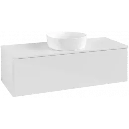 Villeroy & Boch Antao Тумба под раковину, с подсветкой, 1 выдвижной ящик, 1200 x 360 x 500 mm, лицевая поверхность без текстурированной отделки, Glossy White Lacquer / Glossy White Lacquer L32010GF