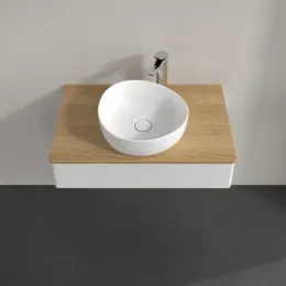 Villeroy & Boch Antao Тумба под раковину, 1 выдвижной ящик, 800 x 190 x 500 mm, лицевая поверхность без текстурированной отделки, Glossy White Lacquer / Honey Oak K08051GF