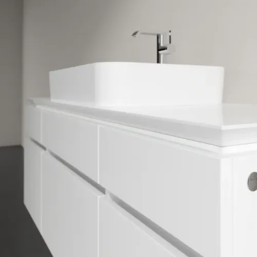 Villeroy & Boch Legato Тумба под раковину, 5 выдвижных ящиков, 1400 x 550 x 500 mm, Glossy White / Glossy White B76000DH