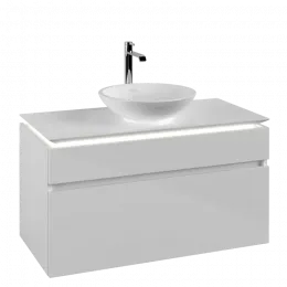 Villeroy & Boch Legato Тумба под раковину, с подсветкой, 2 выдвижных ящика, 1000 x 550 x 500 mm, Glossy White / Glossy White B572L0DH