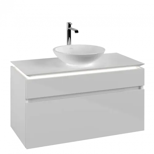 Villeroy & Boch Legato Тумба под раковину, с подсветкой, 2 выдвижных ящика, 1000 x 550 x 500 mm, Glossy White / Glossy White B572L0DH