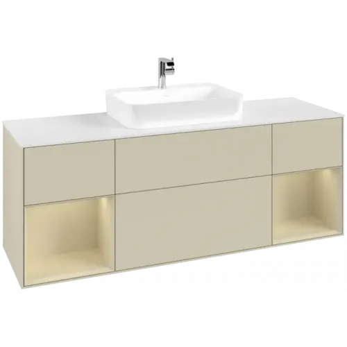 Villeroy & Boch Finion Тумба под раковину, с подсветкой, 4 выдвижных ящика, 1600 x 603 x 501 mm, Silk Grey Matt Lacquer / Silk Grey Matt Lacquer G451HJHJ