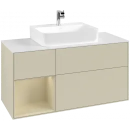 Villeroy & Boch Finion Тумба под раковину, с подсветкой, 3 выдвижных ящика, 1200 x 603 x 501 mm, Silk Grey Matt Lacquer / Silk Grey Matt Lacquer G161HJHJ