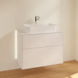 Villeroy & Boch Finion Тумба под раковину, с подсветкой, 2 выдвижных ящика, 800 x 603 x 501 mm, Glossy White Lacquer G22100GF