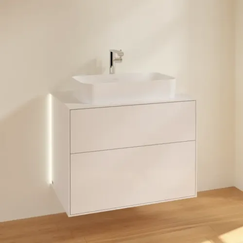 Villeroy & Boch Finion Тумба под раковину, с подсветкой, 2 выдвижных ящика, 800 x 603 x 501 mm, Glossy White Lacquer G22100GF