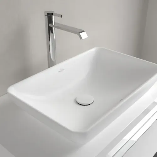 Villeroy & Boch Venticello Надстраиваемый полуутопленный умывальник, 555 x 360 x 110 mm, Stone White CeramicPlus, с переливом 411355RW