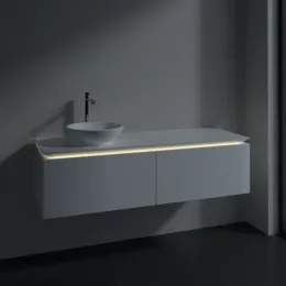 Villeroy & Boch Legato Тумба под раковину, с подсветкой, 2 выдвижных ящика, 1400 x 380 x 500 mm, Glossy White / Glossy White B587L0DH