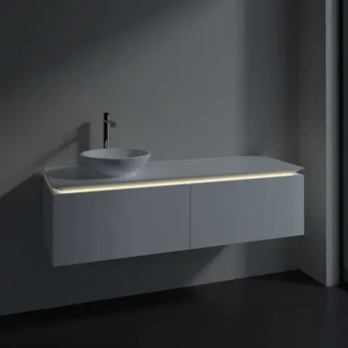 Villeroy & Boch Legato Тумба под раковину, с подсветкой, 2 выдвижных ящика, 1400 x 380 x 500 mm, Glossy White / Glossy White B587L0DH