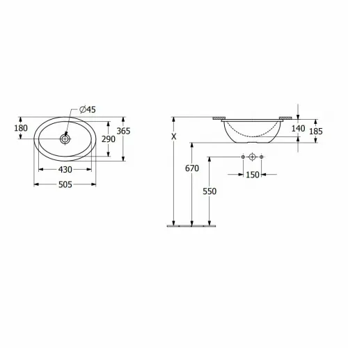 Villeroy & Boch Loop & Friends 4A530001 Встраиваемая раковина 430 mm 4A530001