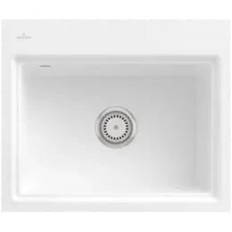 Villeroy & Boch Subway Style 60 S Flat Мойка, включая Комплект слива с ручным управлением, сливная решетка , выкл Керамика, 580 x 490 mm, Альпийский белый CeramicPlus 33661FR1